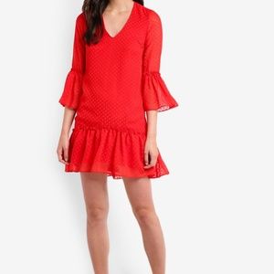Miss Selfridge Peplum Hem Dress, Red